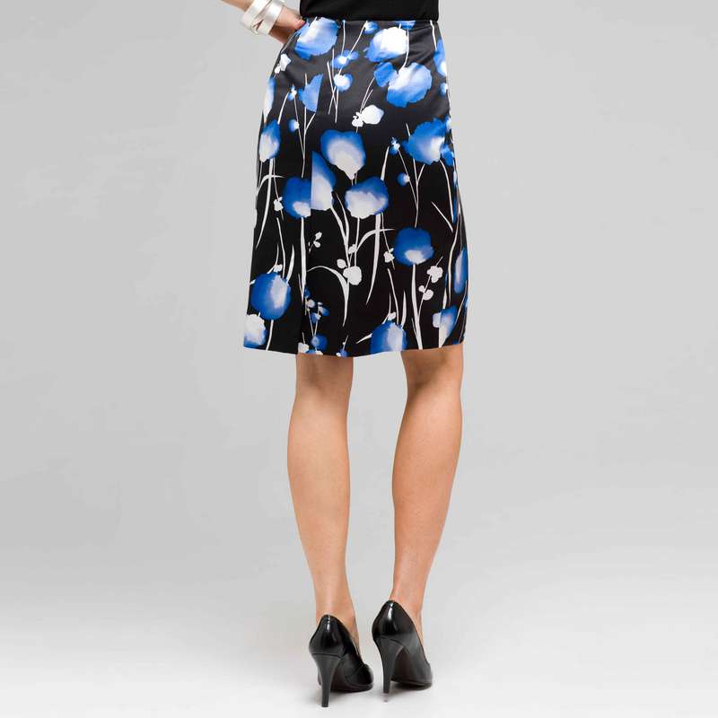 Slim Floral Skirt, Black Multi, large